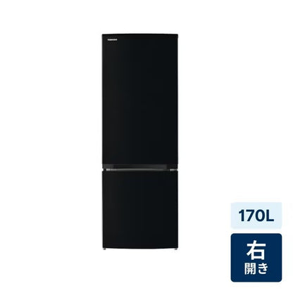 【特殊配送】[170L][一人暮らし向け][右開き]東芝 GR-V17BS 冷凍冷蔵庫 gr-v17bs-k  セミマットブラック 整備済みアウトレット品 [中古(B)]