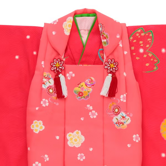 七五三/節句 被布セット 3歳女の子 被布セット 大胆桜模様A　100cm　f-009713000b-id-f-00971  ピンク 整備済みアウトレット品 [良い(B)]