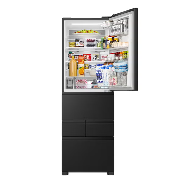 【特殊配送】[450L][ファミリー向け][右開き]Hisense (ハイセンス) HR-DCH450K 冷凍冷蔵庫　hr-dch-450k-b  ブラッシュドメタルブラック 整備済みアウトレット品 [中古(B)]