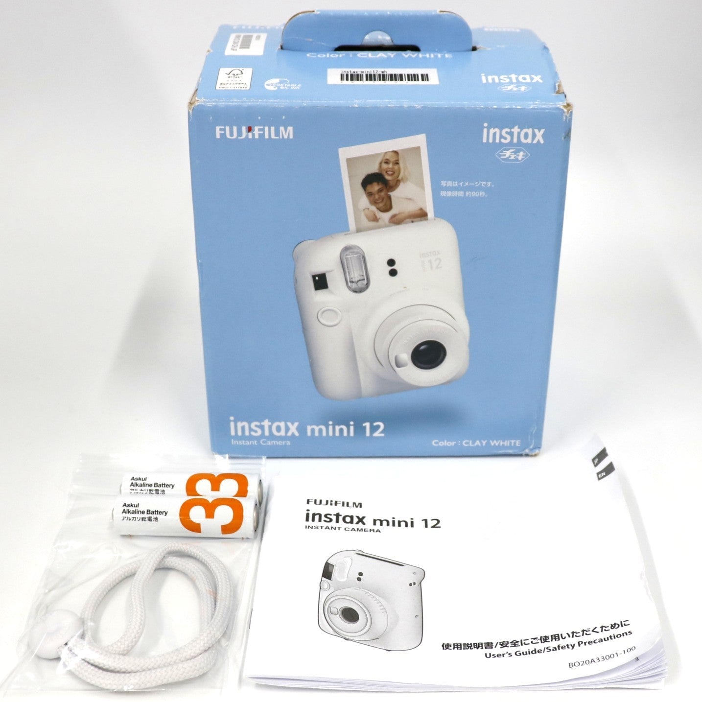 [ジャンク] 富士フイルム instax mini 12 インスタントカメラ チェキ instax-mini12-wh クレイホワイト[難あり(D)]