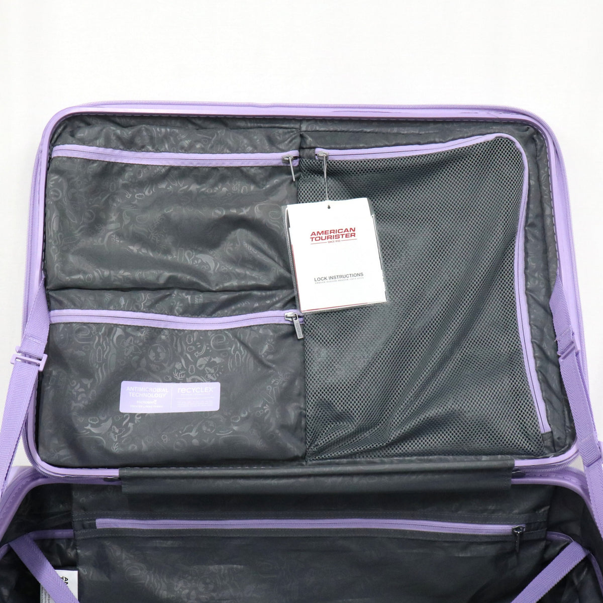 [8-10泊向けサイズ]AMERICAN TOURISTER CURIO スピナー75 エキスパンダブル 98L/拡張時114L ハードスーツケース　americantourister-curio75-lvn  ラベンダー 整備済みアウトレット品 [中古(C)]
