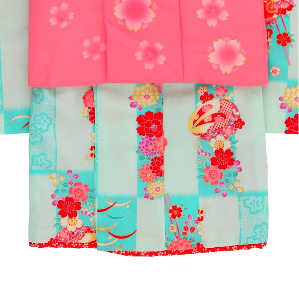 七五三/節句 被布セット 3歳女の子 短冊模様 彩り手鞠　100cm　f-008433000a-id-f-00843  ライトブルー 整備済みアウトレット品 [良い(B)]