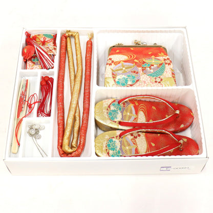 [中古(C)] 七五三/節句 着物セット 7歳女の子 御所車 古典的　130cm　f-009913020b-id-f-00991  　[可]