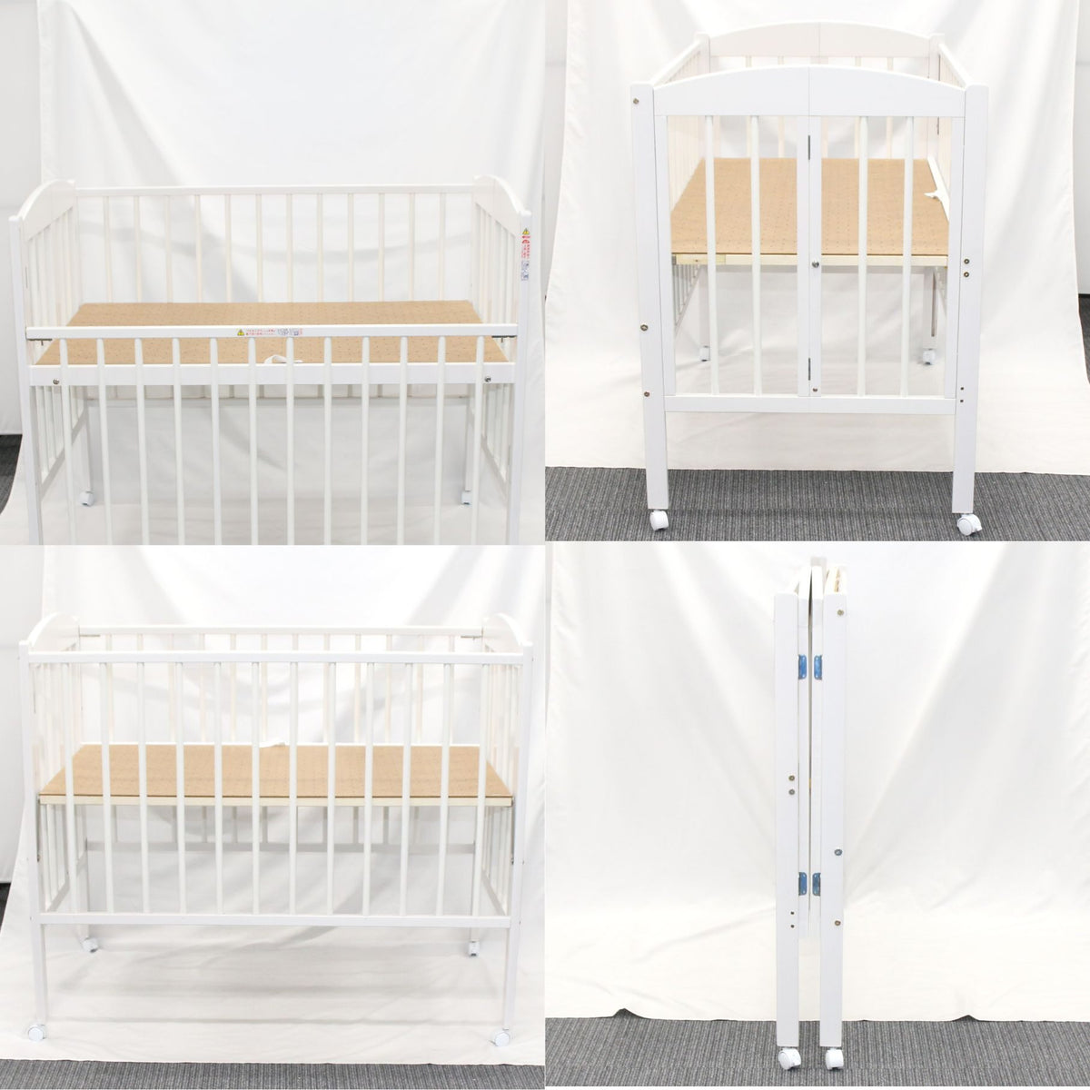[中古(B)] カトージ 折りたたみベビーベッド ハイポジションタイプ　katoji-folding-babybed-wh ホワイト [良い]