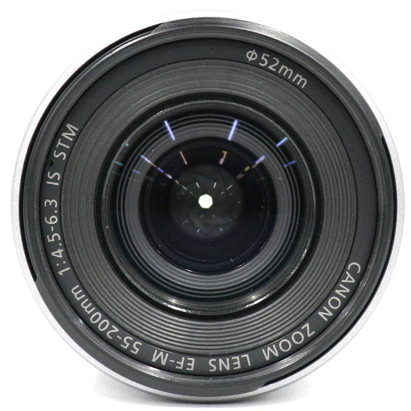 CANON EF-M 55-200mm F4.5-6.3 IS STM 望遠ズームレンズ ef-m55-200-sl  シルバー 整備済みアウトレット品 [中古(C)]