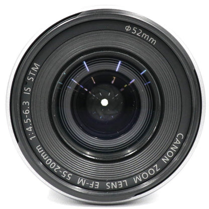 CANON EF-M 55-200mm F4.5-6.3 IS STM 望遠ズームレンズ ef-m55-200-sl  シルバー 整備済みアウトレット品 [中古(C)]