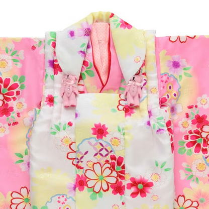 七五三/節句 被布セット 3歳女の子 お花柄 可憐　100cm　f-009553000a-id-f-00955  ピンク 整備済みアウトレット品 [良い(B)]