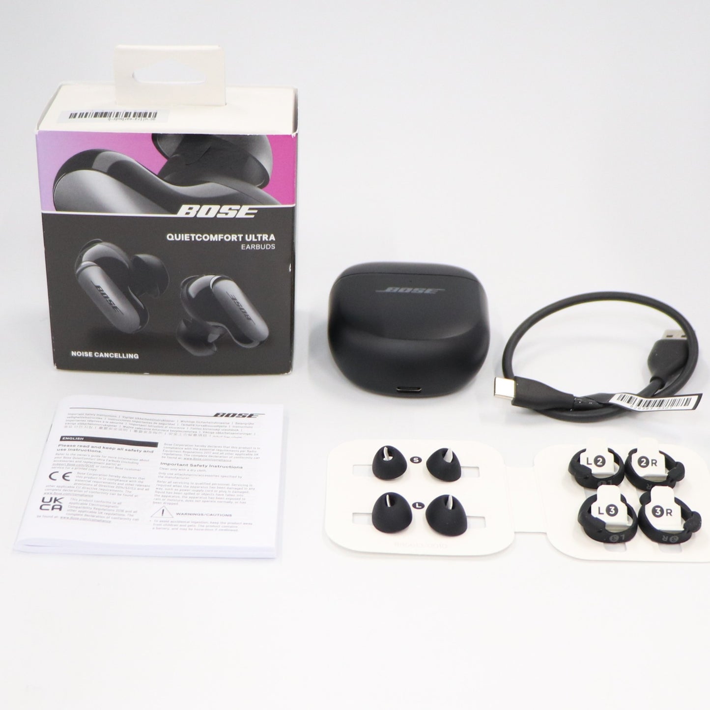[ジャンク] Bose QuietComfort Ultra Earbuds ワイヤレスイヤホン　qc-ultra-earbuds-b ブラック[難あり(D)]