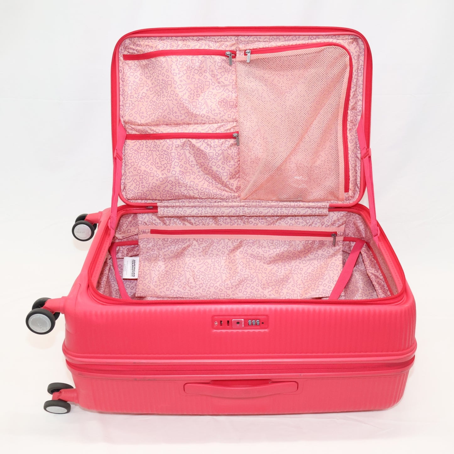 [8-10泊向けサイズ]AMERICAN TOURISTER CURIO スピナー75 エキスパンダブル 98L/拡張時114L ハードスーツケース americantourister-curio75-2-rb  ラズベリー 整備済みアウトレット品 [中古(C)]