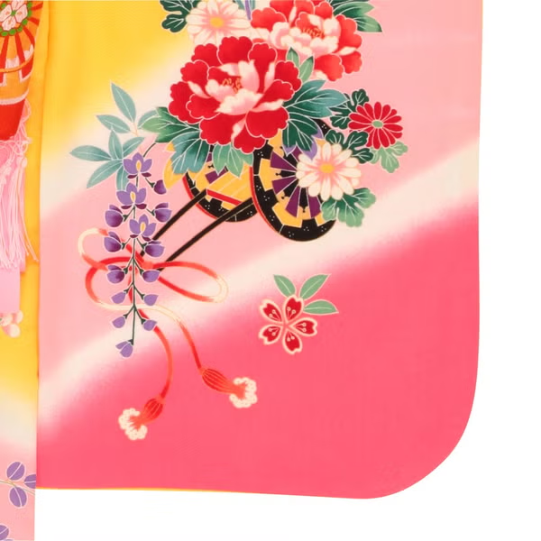 [中古(C)] 七五三/節句 着物セット 7歳女の子 御所車 古典的　130cm　f-009913020b-id-f-00991  　[可]