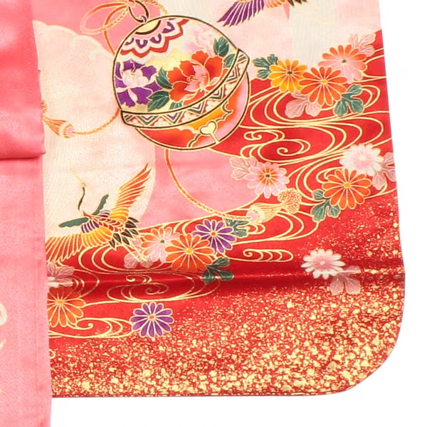 七五三/節句 着物セット 7歳女の子 遠山柄 重厚感　130cm f-03201zb-id-f-03201   整備済みアウトレット品 [良い(B)]