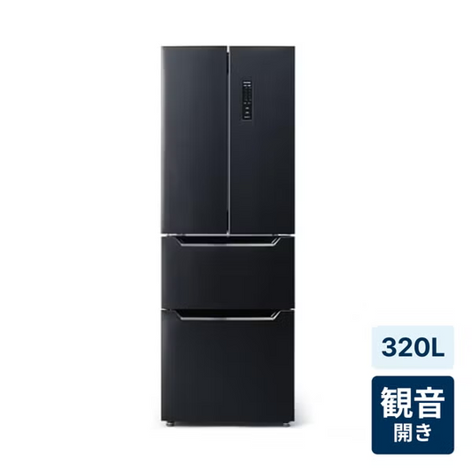 【特殊配送】[320L][二人暮らし向け][観音開き]アイリスオーヤマ IRSN-32B-B 冷凍冷蔵庫 ブラック irsn-32b-b  ブラック 整備済みアウトレット品 [中古(C)]