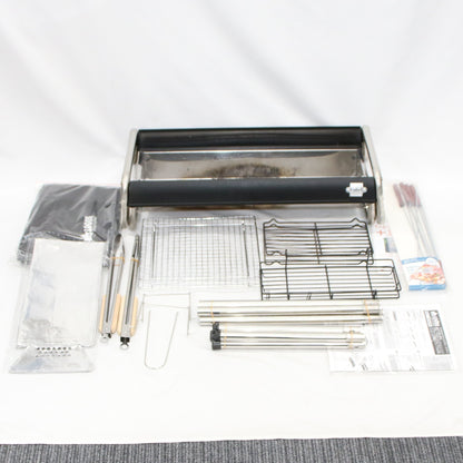 [中古(B)] LOGOS (ロゴス) eco-logosave モダンスリムグリル L・コンプリート バーベキューグリル 【トング2本・スキュア8pcs付きのセット】　logos-modanslimgrill-l  [良い]