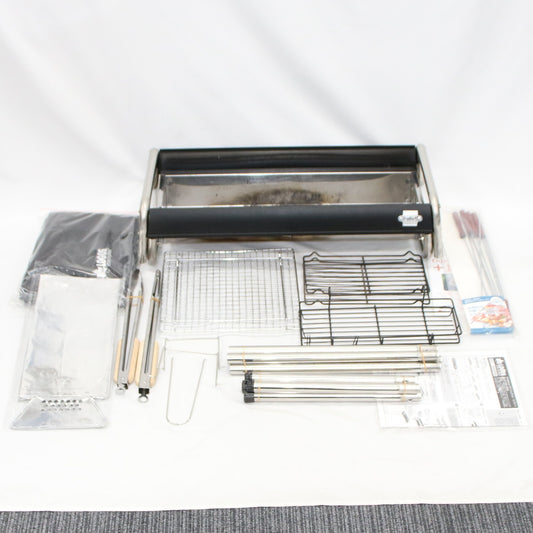 [中古(B)] LOGOS (ロゴス) eco-logosave モダンスリムグリル L・コンプリート バーベキューグリル 【トング2本・スキュア8pcs付きのセット】　logos-modanslimgrill-l  [良い]