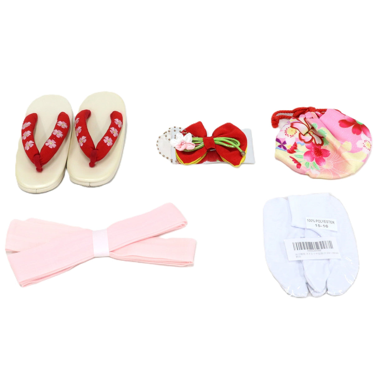 七五三/節句 被布セット 3歳女の子 お花柄 可憐　100cm　f-009553000a-id-f-00955  ピンク 整備済みアウトレット品 [良い(B)]