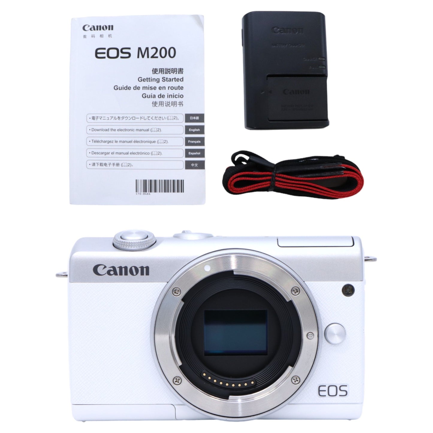 CANON EOS M200 レンズキット ホワイト ミラーレス一眼 [中古][良い(B)]